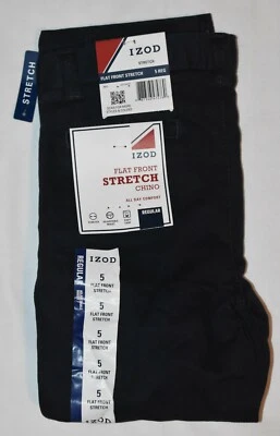 Izod Boy's Flat Front Stretch Chino Twill Regular Fit Straight Navy Size 5 - Image 1 of 4
