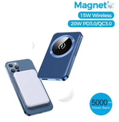 Wireless Magnetic Power Bank / Charger (White) w/ MagSafe Ring Sticker - Image 1 of 4