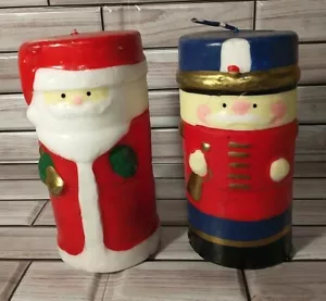 Vintage Weihnachtskerzen Weihnachtsmann & Nussknacker - Bild 1 von 8
