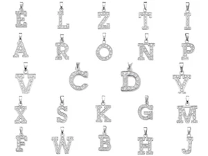 Sterling Silver Cubic Zirconia Set Initial Pendant A-Z Alphabets-Gift Boxed 15mm - Picture 1 of 28