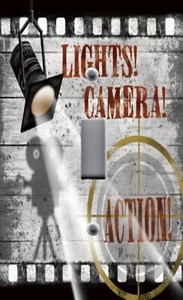 Light Switch Plate Switchplate & Outlet Covers MOVIE ROOM ~ LIGHTS  ACTION - Picture 1 of 26