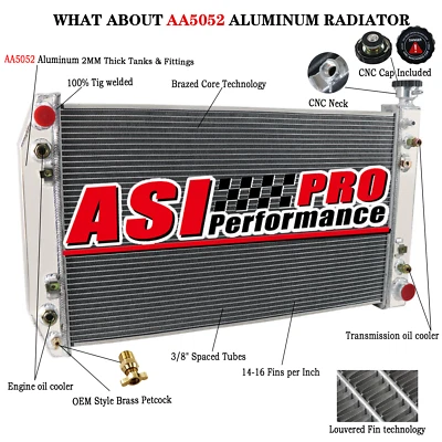 4Row Aluminum Radiator For Chevrolet C1500 K1500 2500 GMC P3500 1988-95 89 90 91 - Image 1 of 4