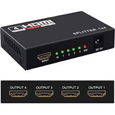 Full HD 4 Port Hub Repeater Amplifier with HDMI Compatible Splitter 1 in 4 out