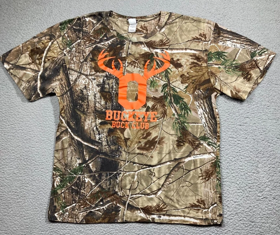 Buckeye Buck Club T Shirt Adult Large Forest Camo Short Sleeve Trophy Bucks Ohio - Image 1 of 4