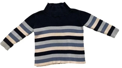 Suéter Gap Vintage Y2K Niños Talla 3-12 Meses Azul Rayas Cuello Simulado Cuello Alto Foto 1 de 4