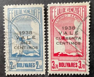 Venezuela 1938 2 x Sellos Aéreos VFU - Imagen 1 de 2