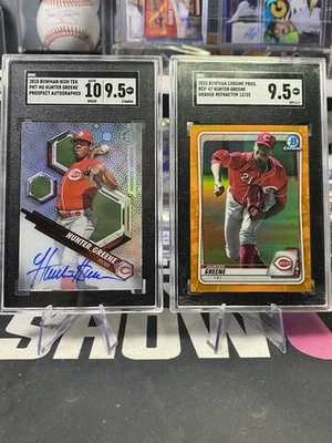 2 Card Bowman Hunter Greene SGC Lot High-Tek Auto +Ornage Refractor/25 Reds L👀K - Image 1 of 4