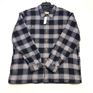 Giacca camicia LL Bean XXL 2XL carbone plaid foderata in pile flanella a scatto davanti nuova con etichette - Foto 1 di 7