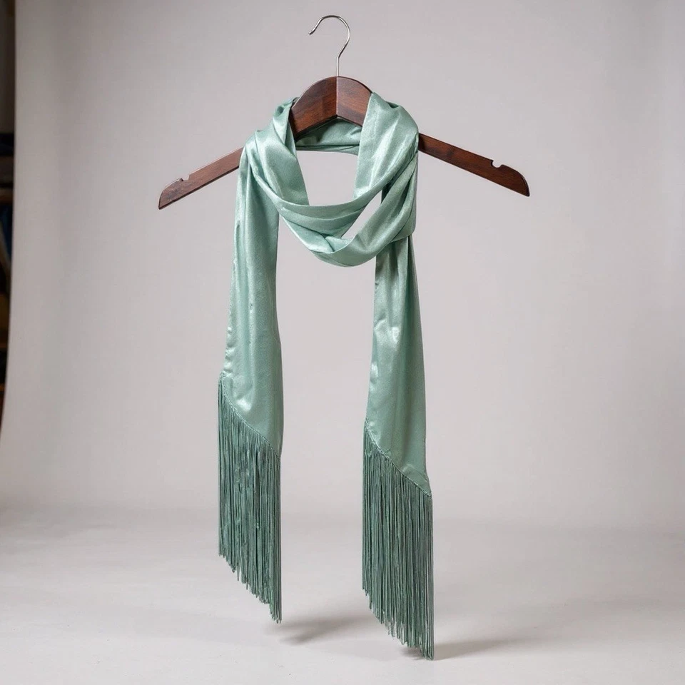 Free People Charmer Flecos Pañuelo Ajustado Verde Menta Elegante Noche Sedosa Glamour Foto 1 de 4