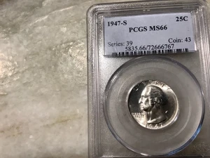 1947-S Silver Washington Quarter MS66 - Picture 1 of 2
