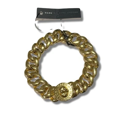 Pulseira Marc Jacobs Katie Turnlock tom dourado robusta corrente elos nova com etiquetas 6,5” - Imagem 1 de 4