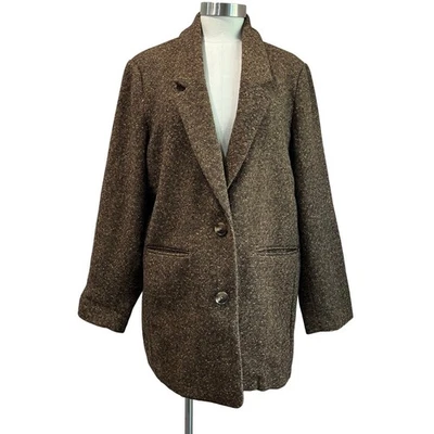 Old Navy Oversized Blazer Herringbone Wool Blend Brown Size XL - Image 1 of 4