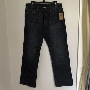 Jeans uomo 32 regular 80318 nuovi con etichette Lucky Brand vintage vita bassa dritti blu scuro - Foto 1 di 4