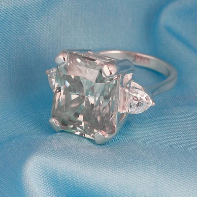 Raro Anillo de Diamantes Gris Corte Radiante Certificado 13.78 Ct - ¡Tachuelas de Diamantes GRATIS! RARO Foto 1 de 4