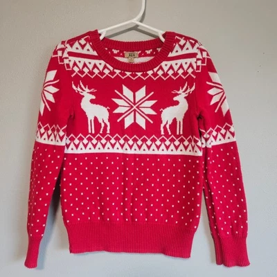 Maximus Rex Boys Sweater Size 6 Red Reindeer Fair Isle Nordic Christmas Knit - Image 1 of 4