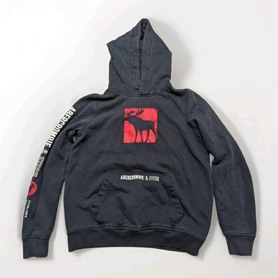 ABERCROMBIE & FITCH MARCA NIÑOS ~ Sudadera con Capucha Negra Niño, Talla 13-14 Ropa Foto 1 de 4
