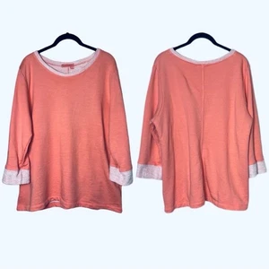 Fresh Produce Sunset Sweatshirt Women's XL Pullover Crewneck Terry Cotton Coral - Picture 1 of 16