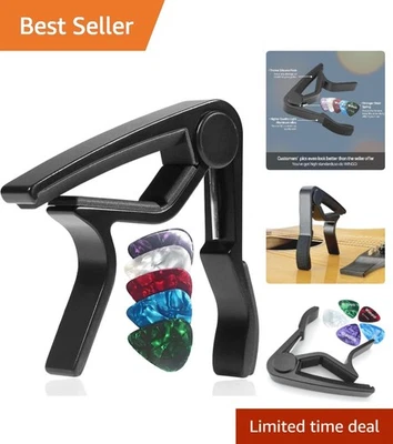 Guitar Capo for Acoustic & Electric Instruments - Includes 5 Free Picks - Image 1 of 4