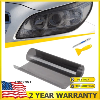 1 PIEZA Negro Humo 12"x72" Faro Luz Antiniebla Tinte Película Vinilo Envoltura Foto 1 de 4