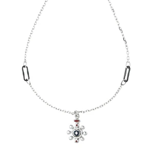 Necklace Rudder With Enamel White Gold 18k - Picture 1 of 2