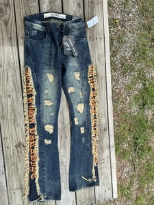 Men R3BEL Stacked Fit Denim Jeans NWT Stay High Paradise - Picture 1 of 5