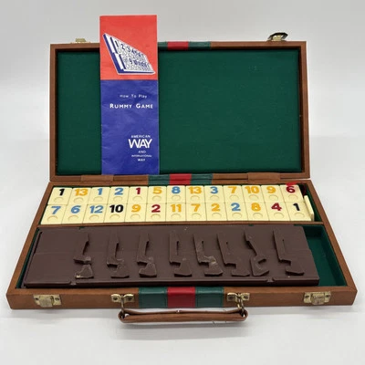 Vintage Rack Rummy Tile Game American Way Set Faux Leather Case 100% COMPLETE - Image 1 of 4
