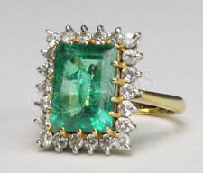 1.07ct Natural Round Diamond 14K Solid Yellow Gold Emerald Ring