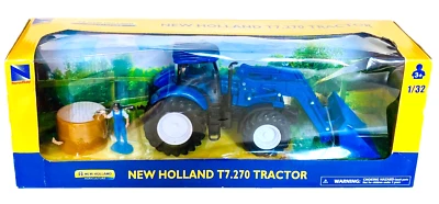 New Ray New Holland T7.270 Front Loader Farm Tractor With Bale And Farmer Figure - Image 1 of 4
