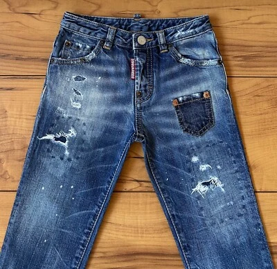 100%ORIG DSQUARED DISTRESSED DESTROYED JEANS JUNGEN GR.4Y BLAU MADE IN ITALY - Bild 1 von 4