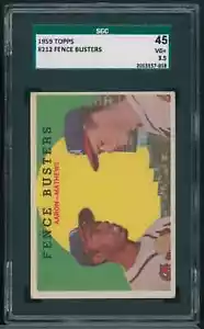 1959 Topps Fence Busters #212 Hank Aaron Eddie Mathews Braves SGC 3.5 Sehr guter Zustand + B4 - Bild 1 von 2