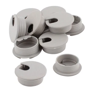 12 Pack 35mm Gray Computer Desk Grommet Cable Hole Cover Wire Cord Organizer - Picture 1 of 5