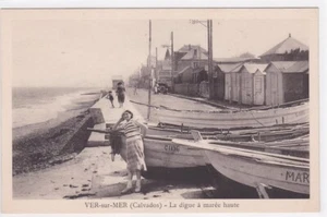 Carte Postale Ancienne CPA Calvados 14 - Ver-Sur-Mer - La Digue À Marée Haute - Imagen 1 de 1