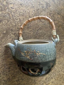 Somayaki Japanese Double Wall Teapot Gold Horse 1960s No Lid - Picture 1 of 6