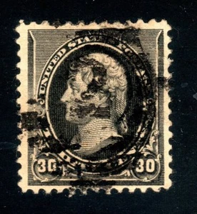 Sc# 228 30c schwarz Hamliton 1890 verausgabt used ellipse cancel #2 F-VF centering - Bild 1 von 2