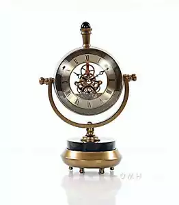 Brass Table Clock with Visible Works by Old Modern Handicrafts - Picture 1 of 7