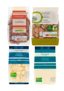 Waitrose Almonds Organic Almonds & Whole Flaked Ground Almonds Dry Fruits Nuts - Picture 1 of 5