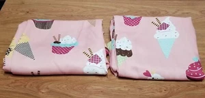 Halbmond Eistüten Cupcakes 2 Fenster Vorhang Paneele Rosa 51" B X 84" L - Bild 1 von 12