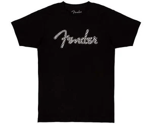 Fender Spaghetti Wavy Checkerboard Logo Tee, Black, XL - Picture 1 of 2