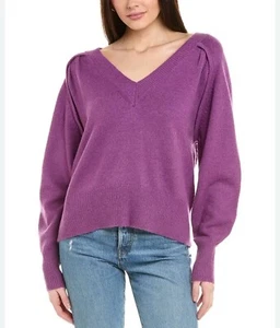 CAbi Luxury V Neck Balloon Sleeve Pullover Purple Sweater Womens Sz XS Soft Cozy - Picture 1 of 8