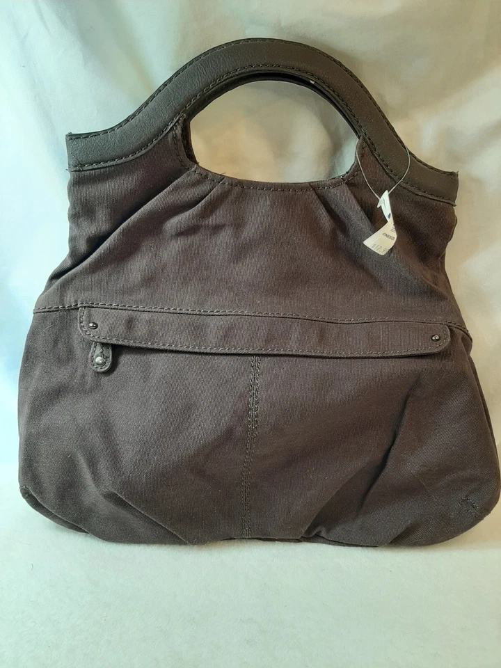 Bolso de Mano GAP Marrón Gamuza y Lona Estilo Hobo Cierre a Presión Cartera Leer con Etiquetas Foto 1 de 4