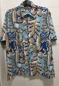 Duke Kahanamoku Shirt Mens Blue Button Up Short Sleeve Hawaiian Surfing XL 48" - Picture 1 of 4