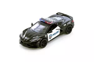 5432) Kinsmart 1:36 scale  -5". 2021 Corvette C8 - Diecast Toy Car.BLACK  police - Picture 1 of 9