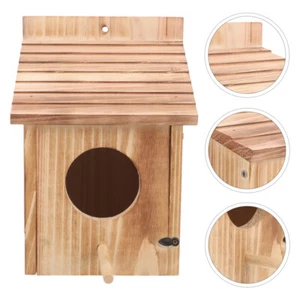 Wooden Bird House for Parakeets Cozy Safe Nesting Garden Decor - Picture 1 of 12