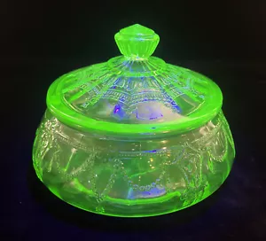 "Bailarina de colección plato de caramelo con tapas de vidrio verde anclaje Hocking 6"" X 3""" - Imagen 1 de 8
