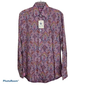 New Report Collection Island Washed Shirt Men's size S Pink Paisley Long Sleeve - Picture 1 of 9