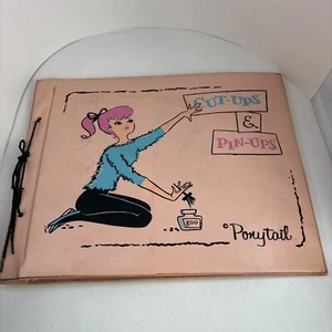 VINTAGE 50s Pink PONYTAIL Cut UPS & Pin Ups SCRAPBOOK COVER BOBBY SOXER No Pages - Picture 1 of 5