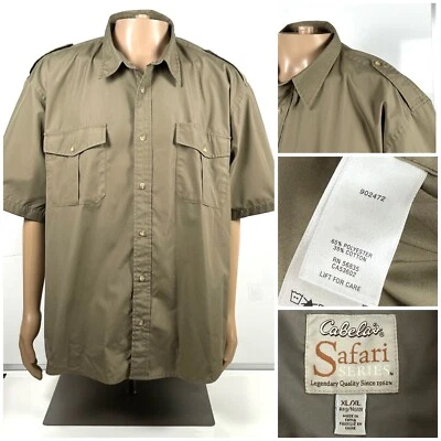Camisa Cabelas Para Hombre Talla XL Marrón Serie Safari Botones Manga Corta Senderismo Usada en Excelente Condición Foto 1 de 4