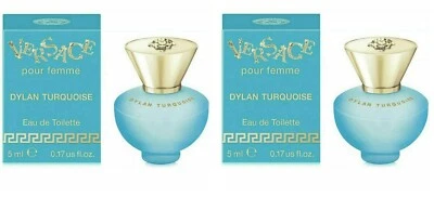 *PAQUETE DE 2* VERSACE DYLAN TURQUESA para mujer 0,17 oz 5 ml EDT Miniature Splash Foto 1 de 2