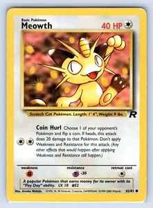 Meowth 62/82 Team Rocket Unlimited MP Common 2000 Vintage WOTC Pokemon TCG - Picture 1 of 2