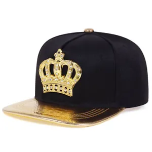 Fashion Baseball Cap Crown King Queen Gold Diamond Snapback Adjustable Hat - Picture 1 of 11